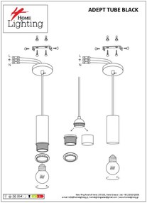 SE21-BL-4-BL6 ADEPT TUBE Black Pendant+