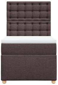 vidaXL Κρεβάτι Boxspring με Στρώμα Σκούρο Καφέ 90x200 εκ. Υφασμάτινο