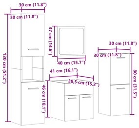 Σετ Επίπλων Μπάνιου 4 Τεμαχίων Sonoma Δρυς Επεξεργασμένο Ξύλο - Καφέ