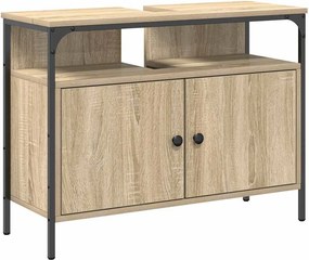 vidaXL Σετ Επίπλων Μπάνιου με ράφι 3 pcs Καφέ Επεξεργασμένο ξύλο