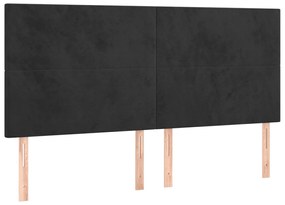 vidaXL Κρεβάτι Boxspring με Στρώμα Μαύρο 200x200 εκ. Βελούδινο