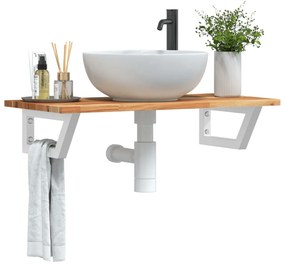 Ράφι Νιπτήρα Τοίχου από Ατσάλι / Μασίφ Ξύλο Ακακίας