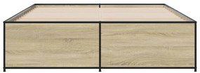 vidaXL Πλαίσιο Κρεβατιού Sonoma Δρυς 160x200 εκ. Επεξ. Ξύλο & Μέταλλο