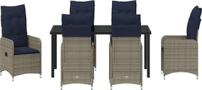 vidaXL Σέτ φαγητού για κήπο 7 pcs Μαύρο συνθετικό ρατάν