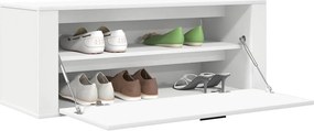vidaXL Παπουτσοθήκη Επιτοίχια Λευκή 100x35x38 εκ. Επεξεργασμένο Ξύλο