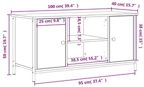 Έπιπλο Τηλεόρασης Καπνιστή Δρυς 100x40x50 εκ. Επεξ. Ξύλο - Καφέ