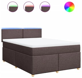 vidaXL Κρεβάτι Boxspring με Στρώμα Σκούρο Καφέ 140x200 εκ Υφασμάτινο