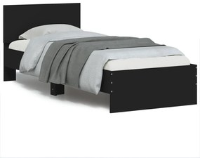Πλαίσιο Κρεβατιού με Κεφαλάρι/LED Μαύρο 90 x 190 εκ. - Μαύρο