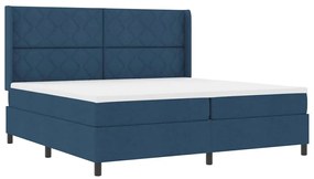 vidaXL Κρεβάτι με ελατήρια με στρώμα Μπλε 200 x 200 cm ύφασμα