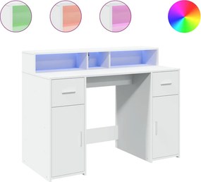 vidaXL Γραφείο με LED Λευκό 120x55x91 εκ. από Επεξεργασμένο Ξύλο
