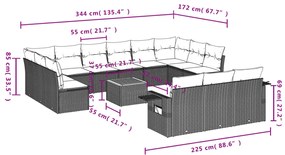 vidaXL Σαλόνι Κήπου Σετ 14 Τεμαχίων με Μαξιλάρια Μπεζ Συνθετικό Ρατάν