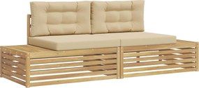 vidaXL 2 pcs Σειρά Καναπέ Εξωτερικού Πολυεστέρας Λευκό