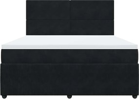 vidaXL Κρεβάτι Boxspring με Στρώμα Μαύρο 180x200 εκ. Βελούδινο