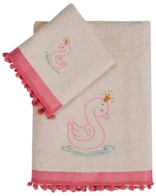 Πετσέτες Βρεφικές Odile (Σετ 2τμχ) Ecru-Pink Kentia Σετ Πετσέτες 70x125cm 100% Βαμβάκι
