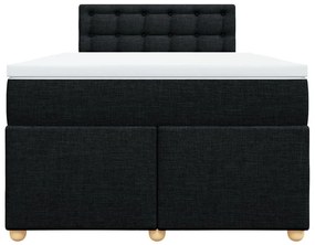 Κρεβάτι Boxspring με Στρώμα Μαύρο 120x200 εκ. Υφασμάτινο - Μαύρο