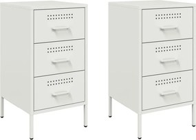 vidaXL Κομοδίνα 2 τεμ. Λευκά 36x39x68 εκ. από Χάλυβα