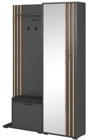 Έπιπλο Εισόδου Με Καθρέπτη & Μαξιλάρι Nelly P_NLw_me_grf 131x192x40cm Graphite-Natural Μελαμίνη