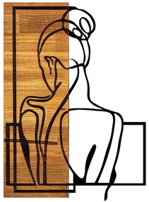 Διακοσμητικό Τοίχου Woman Posture 899SKL2221 39x3x50cm Light Walnut-Black Wallity Metal,Wood