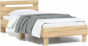 vidaXL Πλαίσιο Κρεβατιού με Κεφαλάρι Sonoma Δρυς 75x190 εκ. Επεξ. Ξύλο