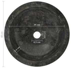 Έπιπλο Μπάνιου Μασίφ Ξύλο Teak με Νιπτήρες από Μαύρο Μάρμαρο - Μαύρο