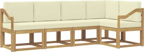 vidaXL Σειρά Καναπέ Εξωτερικού με μαξιλάρι 5 pcs Λευκό και Κρεμ