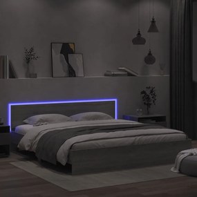 Πλαίσιο Κρεβατιού με Κεφαλάρι/LED Γκρι Sonoma 200x200 εκ.