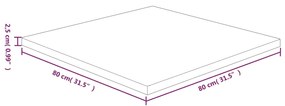 vidaXL Επιφάνεια Τραπεζιού Τετράγωνη Σκ. Καφέ 80x80x2,5 εκ. Ξύλο Δρυς