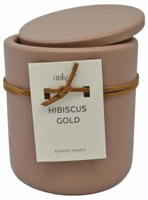 Αρωματικό Κερί Hibiscus Gold Σε Τσιμεντένιο Δοχείο Με Καπάκι 8.8x8.8x10cm