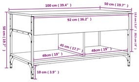 Τραπεζάκι Σαλονιού Καπνιστή Δρυς 100x50x50 εκ. Επεξεργ. Ξύλο - Καφέ