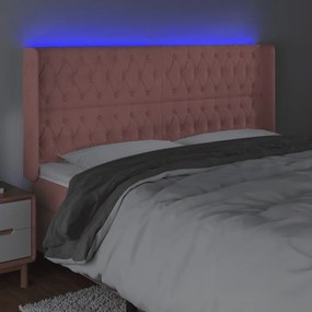Κεφαλάρι Κρεβατιού LED Ροζ 183x16x118/128 εκ. Βελούδινο - Ροζ