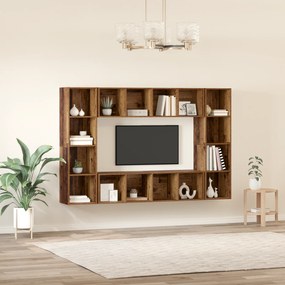 vidaXL Σετ επίπλου τηλεόρασης Επιτοίχιο 4 pcs Καφέ 37 x 37 x 142.5 εκ