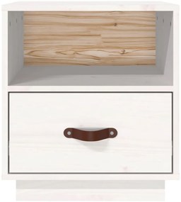 vidaXL Κομοδίνο Λευκό 40 x 34 x 45 εκ. από Μασίφ Ξύλο Πεύκου