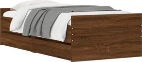 vidaXL Σκελετός Κρεβατιού Brown Oak 90 x 190 cm Engineered wood