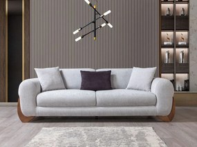 Stewehome Σετ σαλονιού Bukle 3+3+1 με καμπύλες γραμμές ανθρακί /λευκό 232x92x85 cm