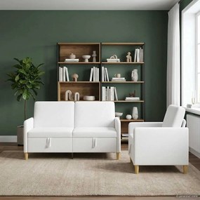 vidaXL Σαλονάκι Σετ Με Αποθηκευτικό Χώρο 2 pcs Λευκό Πολυεστέρας