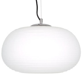 00747 GloboStar® FREYA 00747 Μοντέρνο Κρεμαστό Φωτιστικό Ανάρτηση Μονόφωτο 1 x E27 IP20 Λευκό Γυαλί με Ασημί Μέταλλο - Μ34 x Π34 x Υ23cm