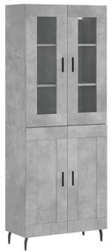 vidaXL Ντουλάπι Γκρι Σκυροδέματος 69,5x34x180 εκ. Επεξεργασμένο Ξύλο