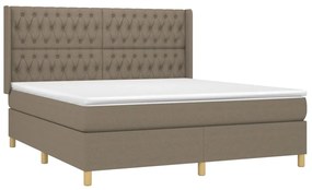 Κρεβάτι Boxspring με Στρώμα &amp; LED Taupe 180x200 εκ. Υφασμάτινο - Μπεζ-Γκρι