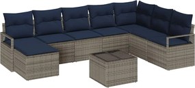 vidaXL Σετ Καναπέ με μαξιλάρι 9 pcs Γκρι συνθετικό ρατάν
