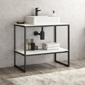 Furnibath S5 81 White - Βάση Επιτραπέζιου Επιπλου με Ραφι 81x46