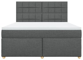 vidaXL Κρεβάτι Boxspring με Στρώμα Σκούρο Γκρι 180x200 εκ Υφασμάτιν