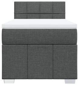 vidaXL Κρεβάτι Boxspring με Στρώμα Σκούρο Γκρι 100x200 εκ. Υφασμάτινο