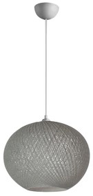 PENDANT CEILING LAMP  GREY SLIGHTLY OVAL-SHAPED SPHERE, KNITTED ROPE, INDOORS 30x30x70 εκ.