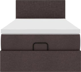 vidaXL Οθωμανικό κρεβάτι με στρώμα σκούρο καφέ 90x190cm ύφασμα