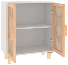 vidaXL Ντουλάπι Λευκό 60 x 30 x 70 εκ. από Μασίφ Πεύκο &amp; Φυσικό Ρατάν