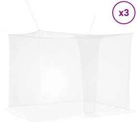 vidaXL Δίχτυ κουνουπιών για κρεβάτι 3 τμχ. 156 mesh Λευκό Πολυεστέρας