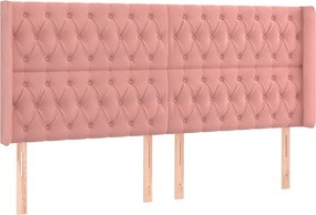 vidaXL Κρεβάτι Boxspring με Στρώμα &amp; LED Ροζ 180x200 εκ. Βελούδινο