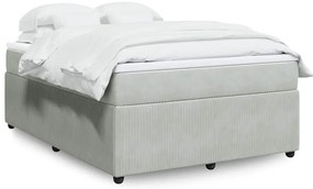 vidaXL Κρεβάτι Boxspring με Στρώμα Ανοιχτό Γκρι 140x190 εκ. Βελούδινο