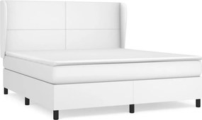 vidaXL Κρεβάτι Boxspring με Στρώμα Λευκό 180x200 εκ. Συνθετικό Δέρμα