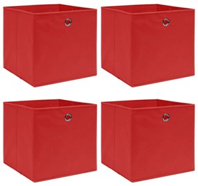 vidaXL Κουτιά Αποθήκευσης 4 τεμ. Κόκκινα 32 x 32 x 32 εκ. Υφασμάτινα